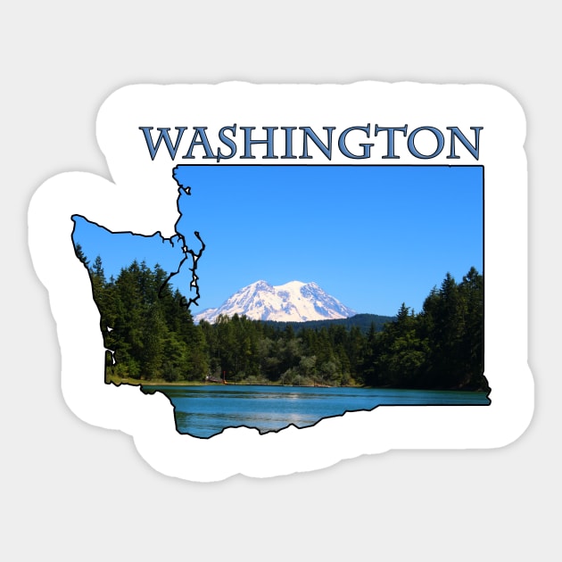 Washington State Outline (Mt. Rainier) Sticker by gorff